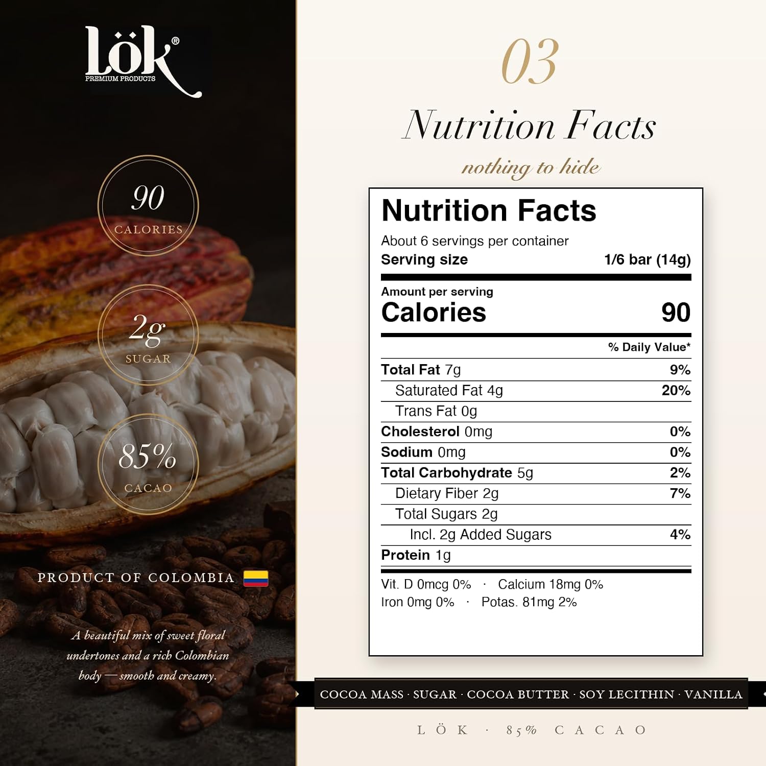 Lök Foods Dark Chocolate Bar 100% Cacao | Fair Trade, Kosher, Gluten Free, Vegan, Bean-to-Bar, Sugar-Free, No Sugar Alcohol, No Artificial Sweetener