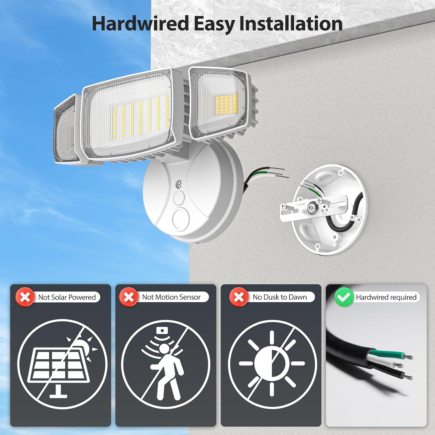 Olafus 80W Flood Lights Outdoor, Switch Controlled 8000LM LED Security Lights, IP65 Waterproof Outside Floodlights