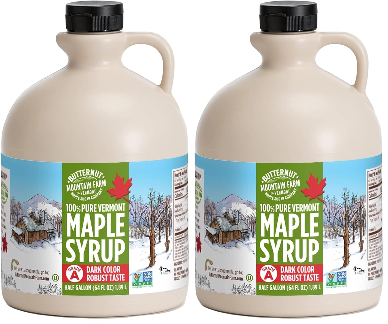 Butternut Mountain Farm Pure Vermont Maple Syrup, Grade A, Amber Color, Rich Taste, All Natural, Easy Pour Jug, 32 Fl Oz, 1 Qt