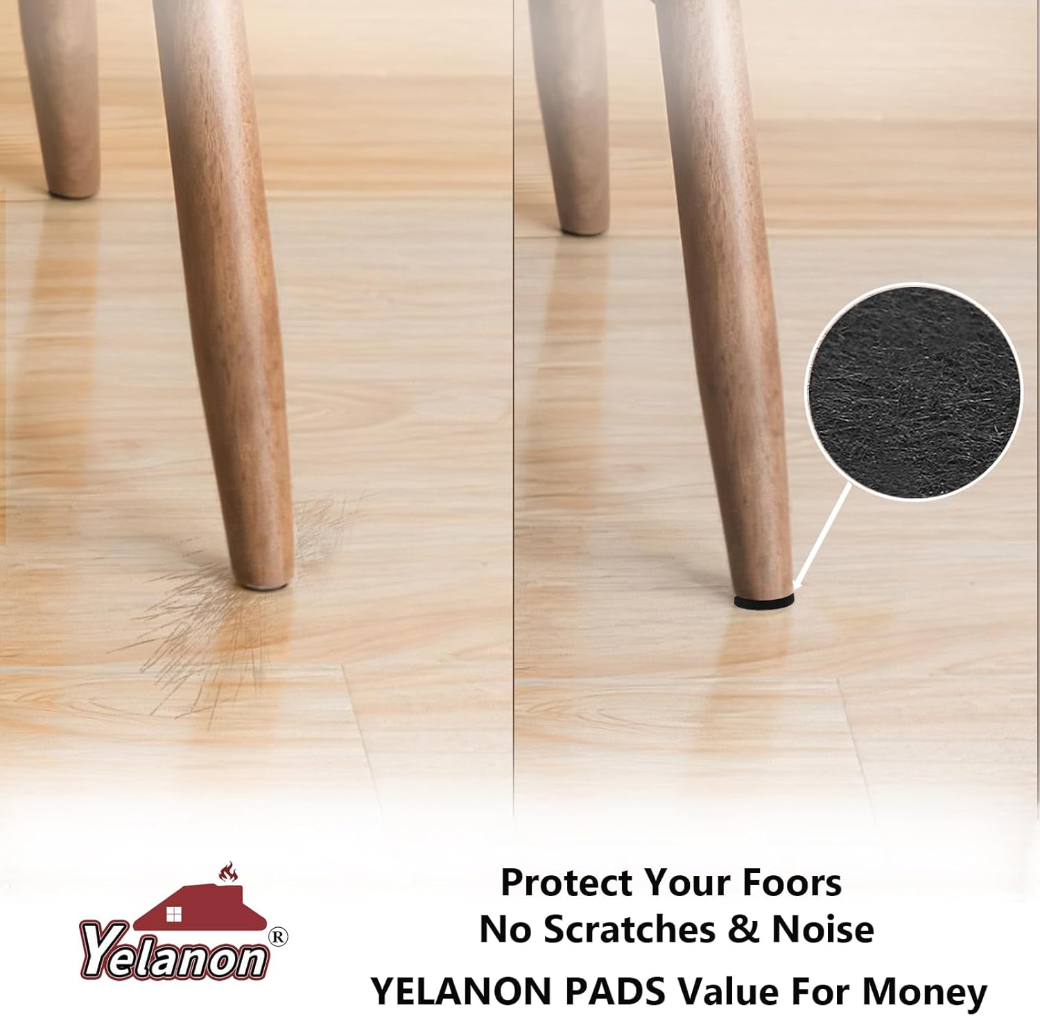 Yelanon Felt Furniture Pads 56 Pcs for Hardwood Floors Brown