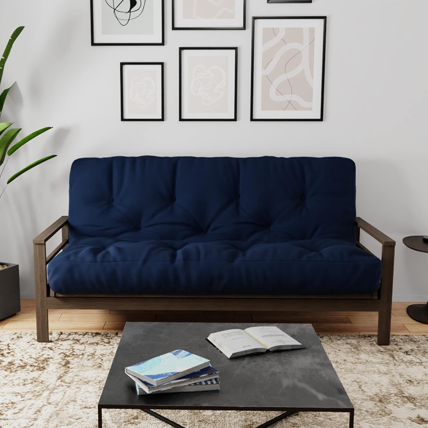 Royal Sleep Products by The Futon Factory 12 inch Foam Futon Mattress - Solid Black Fabric - Full Size - CertiPUR Certified Foams - Made in USA - (Frame not Included)