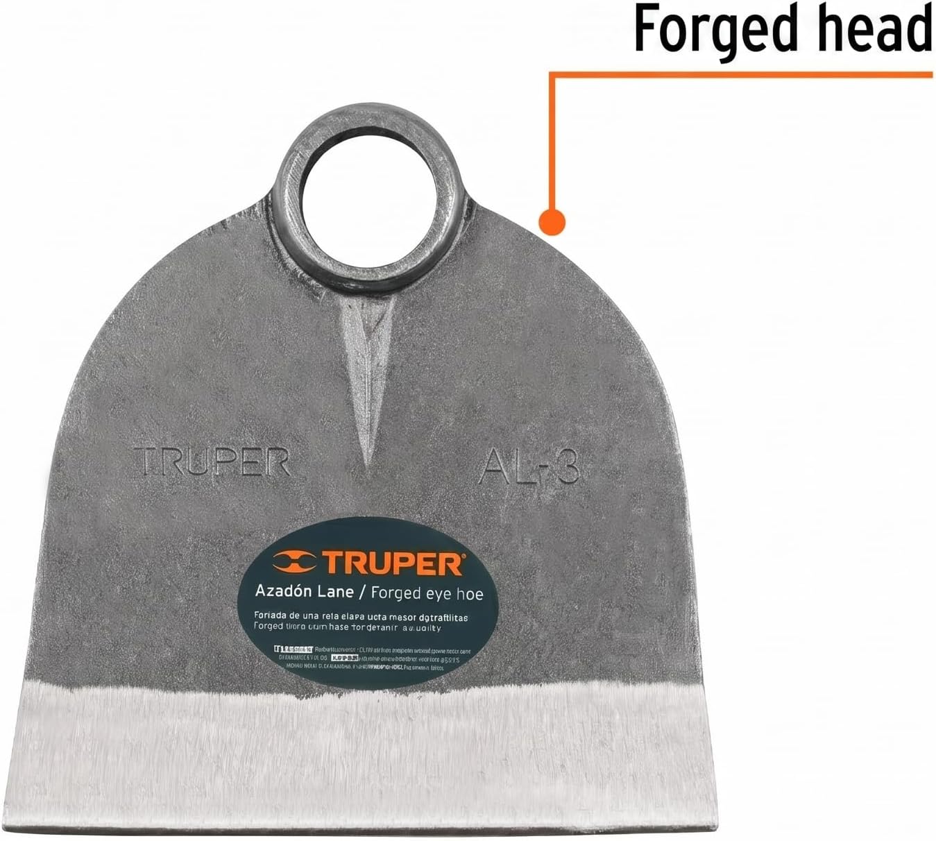 Truper Lane No. 3 Field Hoe Head, 2.1 lb Forged Steel, Heavy-Duty Replacement Hoe Head for Agriculture and Landscaping (Model AL-3/10609)