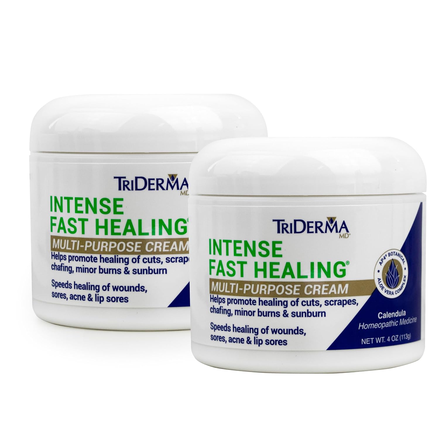 TriDerma Intense Fast Healing Cream, Decreases Healing Time for Minor Irritations, Rashes, Scrapes, Cuts 4 Ounces