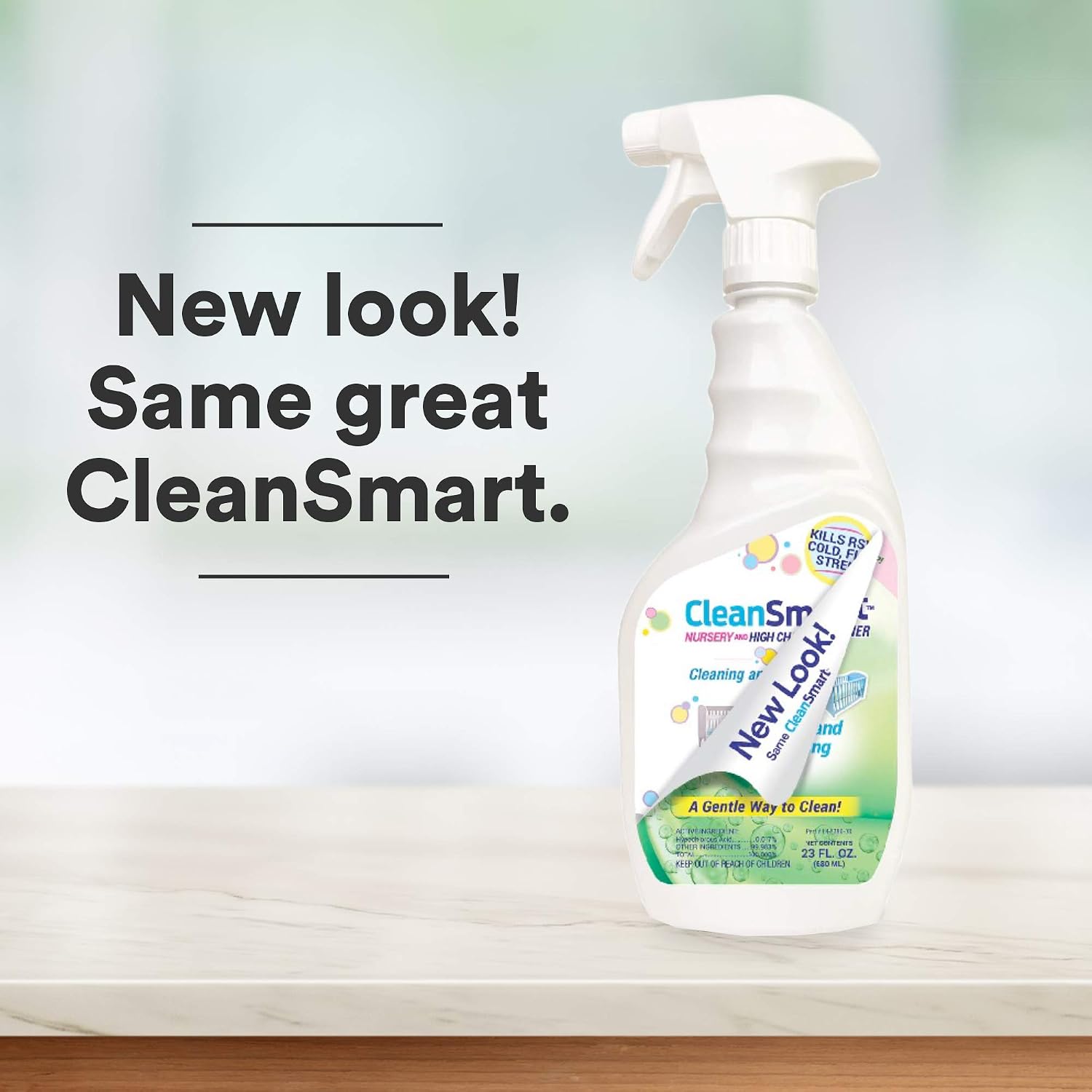 CleanSmart Nursery & High Chair Cleaner, Hypochlorous Acid, 23 oz (2 pack) | Naturally Kills 99.9% of Viruses like RSV and Flu, Zero Residue
