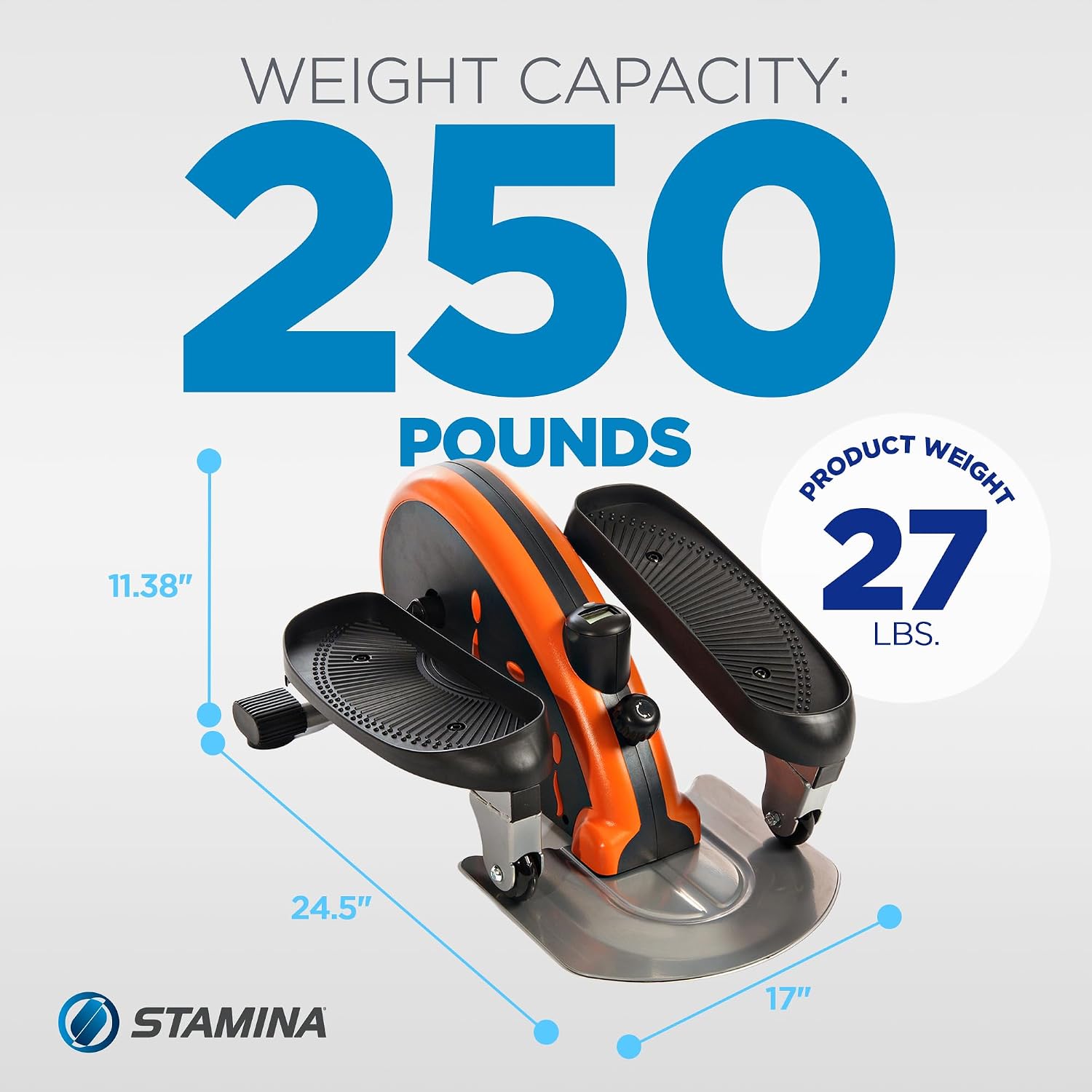 Stamina Inmotion Compact Strider Foot Exercise Machine - Under Desk Elliptical - Standing or Seated Elliptical Fitness Equipment