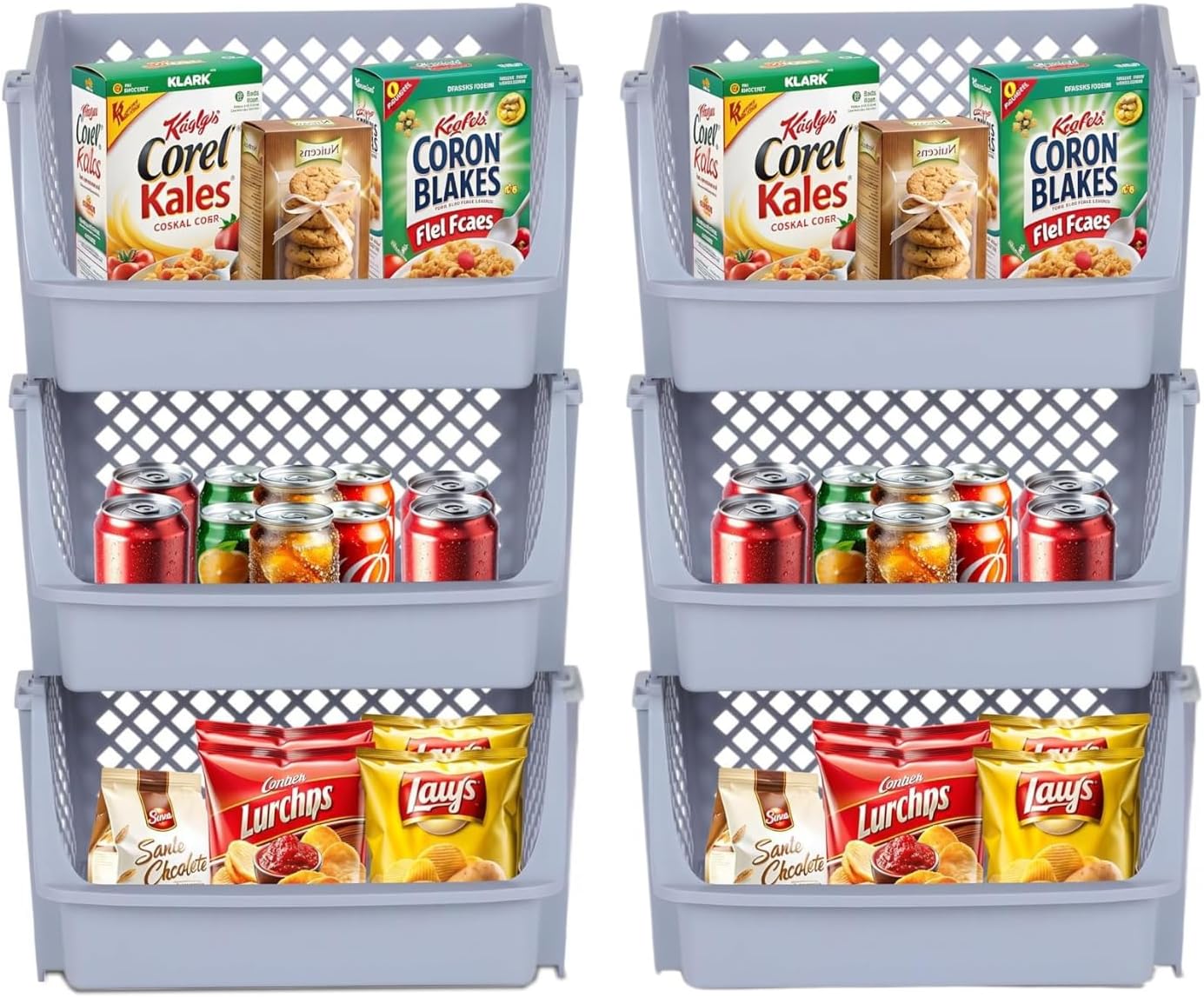 Skywin Stackable Storage Bins Open Front for Pantry Storage, 4 Pack - Black