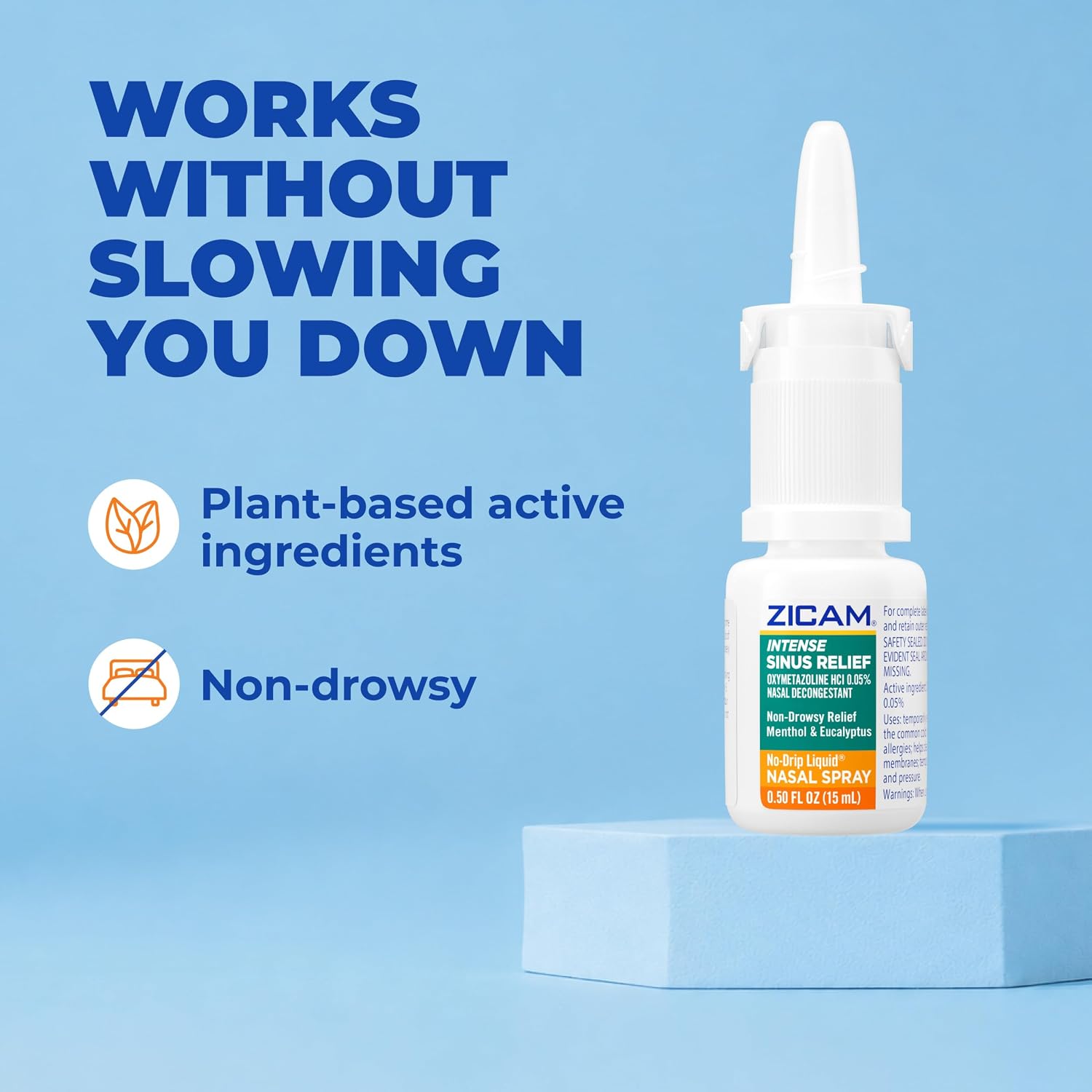 Zicam Intense Sinus Relief No-Drip Nasal Spray, 0.50 Fl Oz