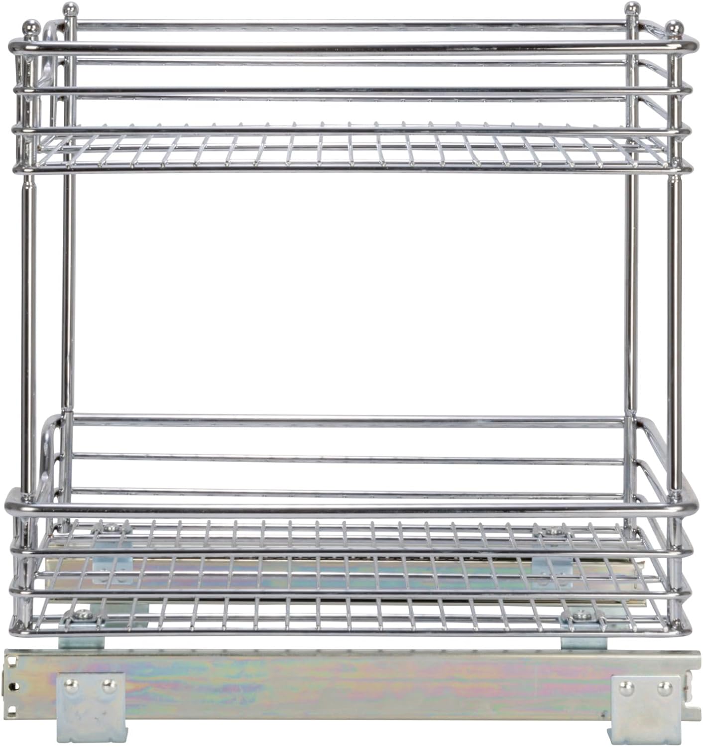 Household Essentials Glidez 2‑Tier Multipurpose Chrome‑Plated Steel Pull‑Out/Slide‑Out Under Cabinet Organizer, Chrome Finish