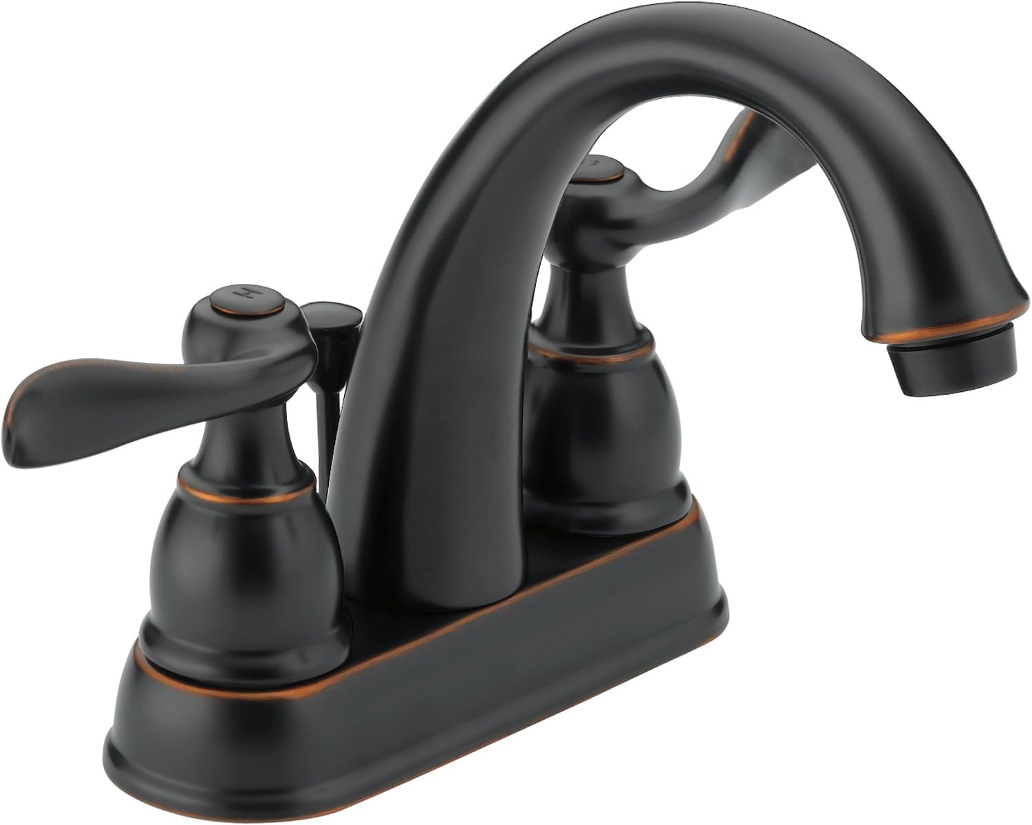Delta Windemere Centerset Oil Rubbed Bronze Bathroom Faucet, 4 Inch 3 Hole Bathroom Sink Faucet for Vanity, Metal Push-Pop Drain Assembly