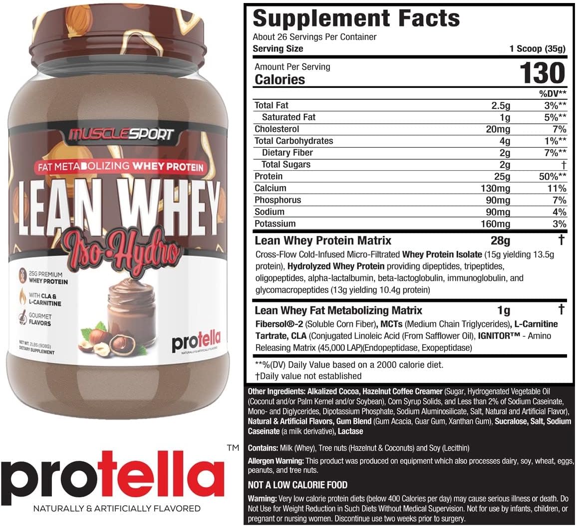 Musclesport Lean Whey Revolution™ Protein Powder - Whey Protein Isolate - Low Calorie, Low Carb, Low Fat