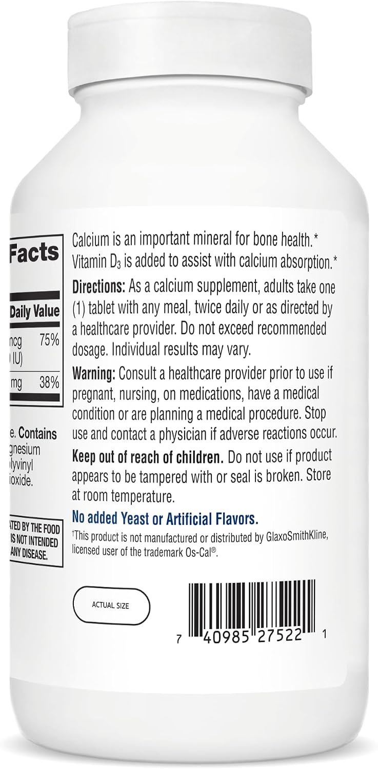 21st Century Calcium 500 Plus Extra D3 Caplets, Bone Health, 400 Count | Calcium 500 mg with Extra Vitamin D3 600 IU, Bone Strength & Density Support
