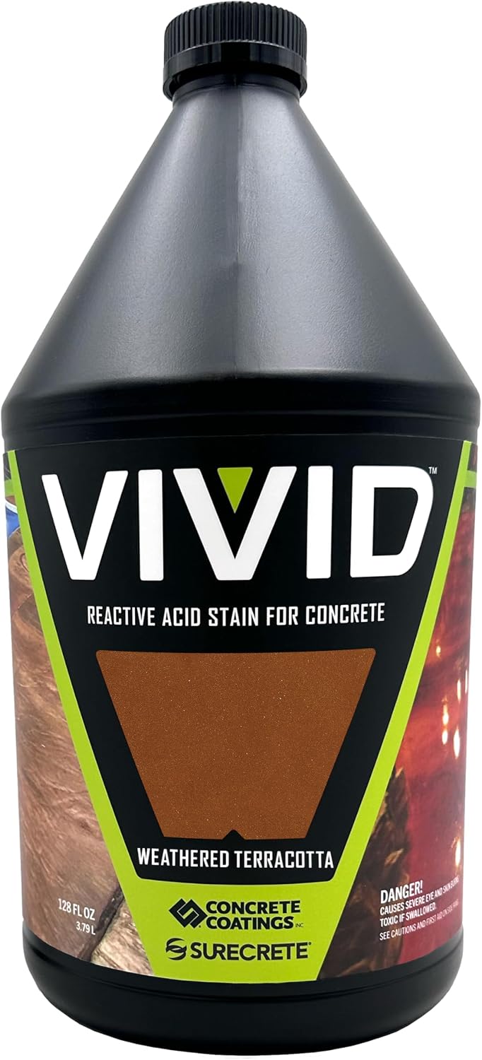 CC Concrete Coatings Vivid Acid Stain for Concrete | Weathered Terracotta | 4 oz Tester