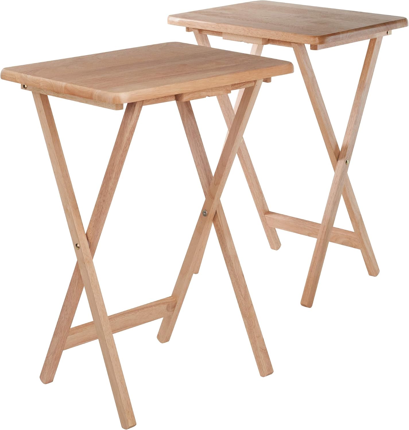 Winsome Alex Set of 2 Foldable Snack Tables, Natural, 26"