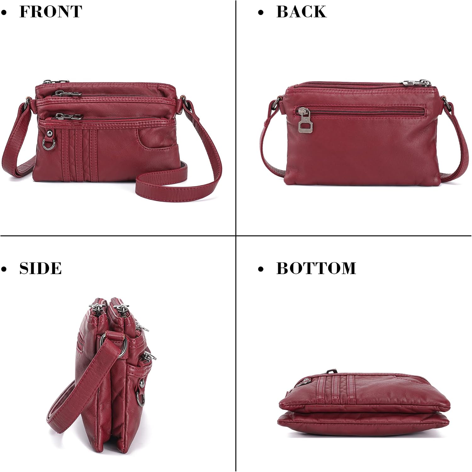 MINICAT Multi Pocket Small Crossbody Purses for Women Everyday Shoulder Bag | Lightweight Organizer, Cross body Bag with Multiple Zipper Pockets, Vegan Leather, Phone Purse for Travel Casual Daily