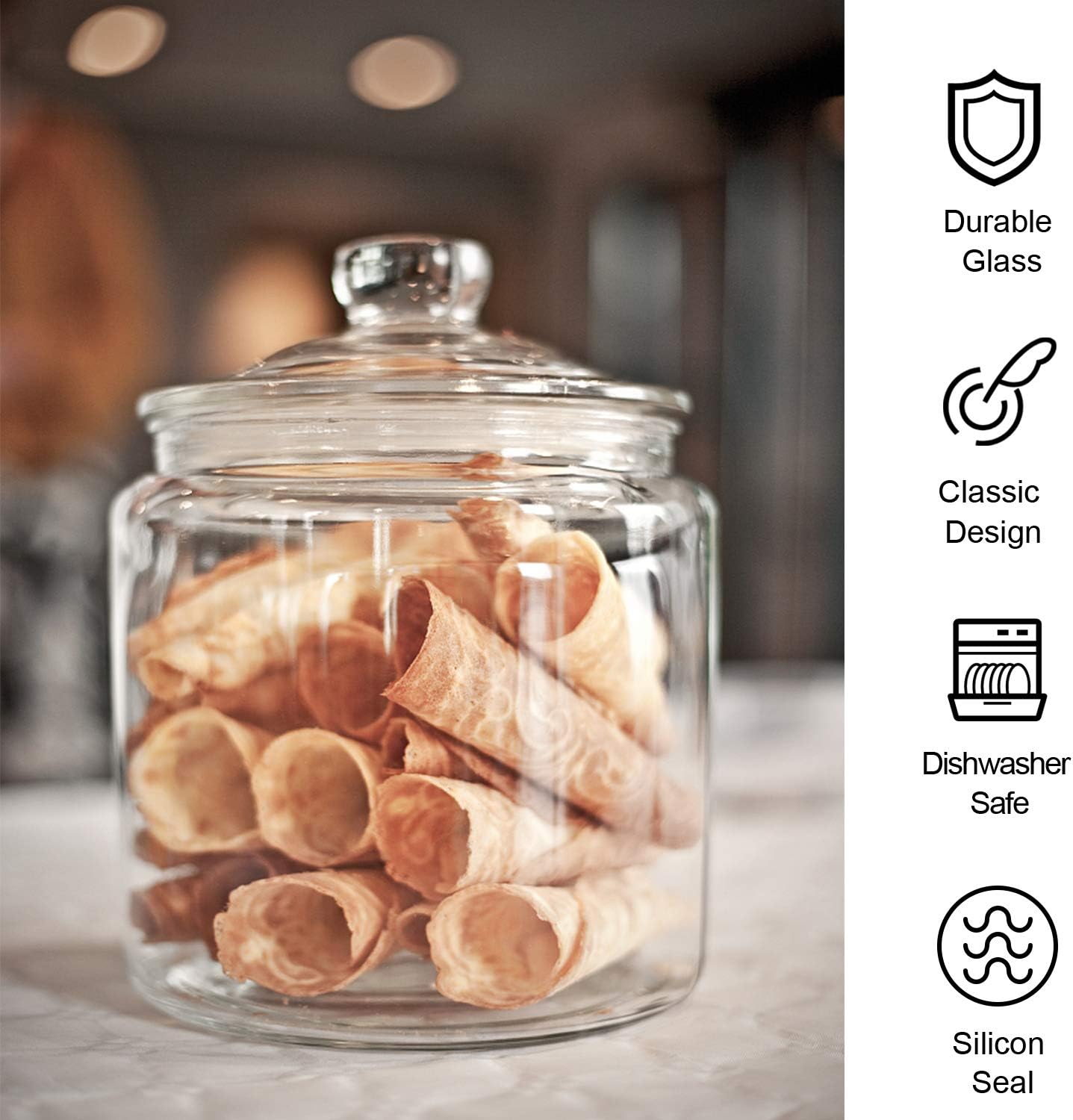 Maredash Glass Jars 64 oz,Candy Jar with Lid For Household 3 Pack