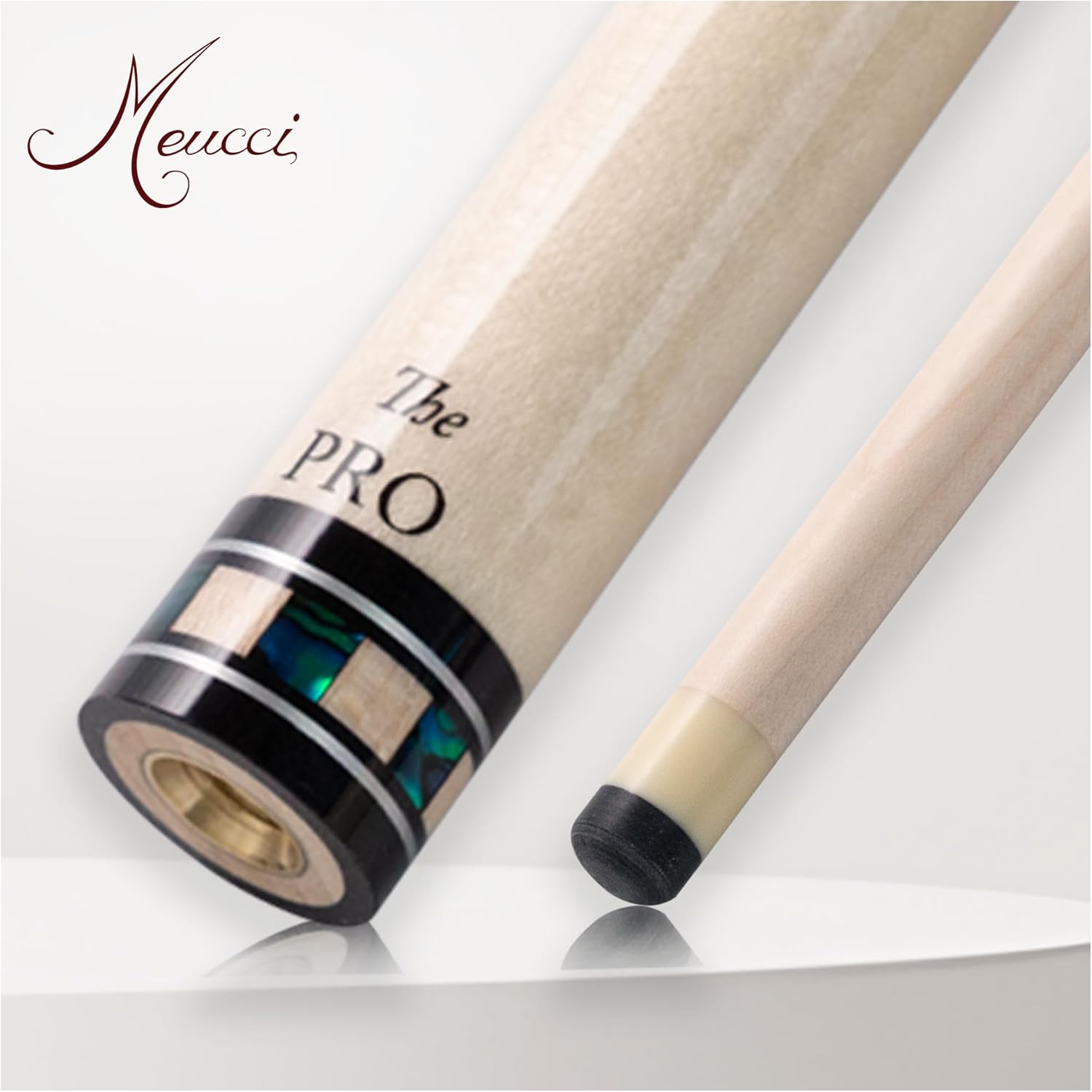 Meucci Pool Cues - Merry Widow, Blue & Gray - Maple Cue Stick, Pool Stick w/Paua Shell Squares Design
