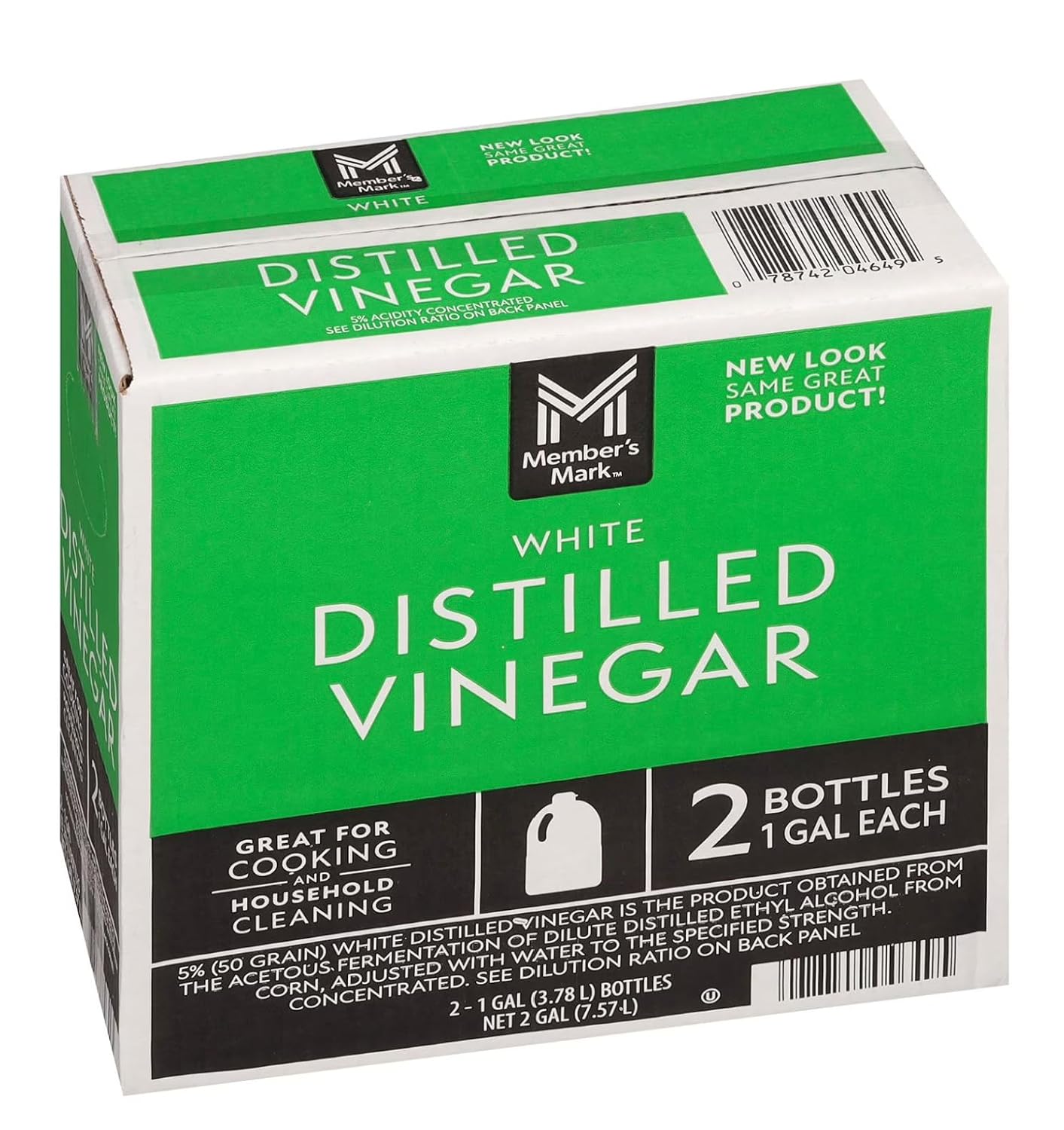 2 Pack Distilled White Vinegar Jug, Total 2 gal