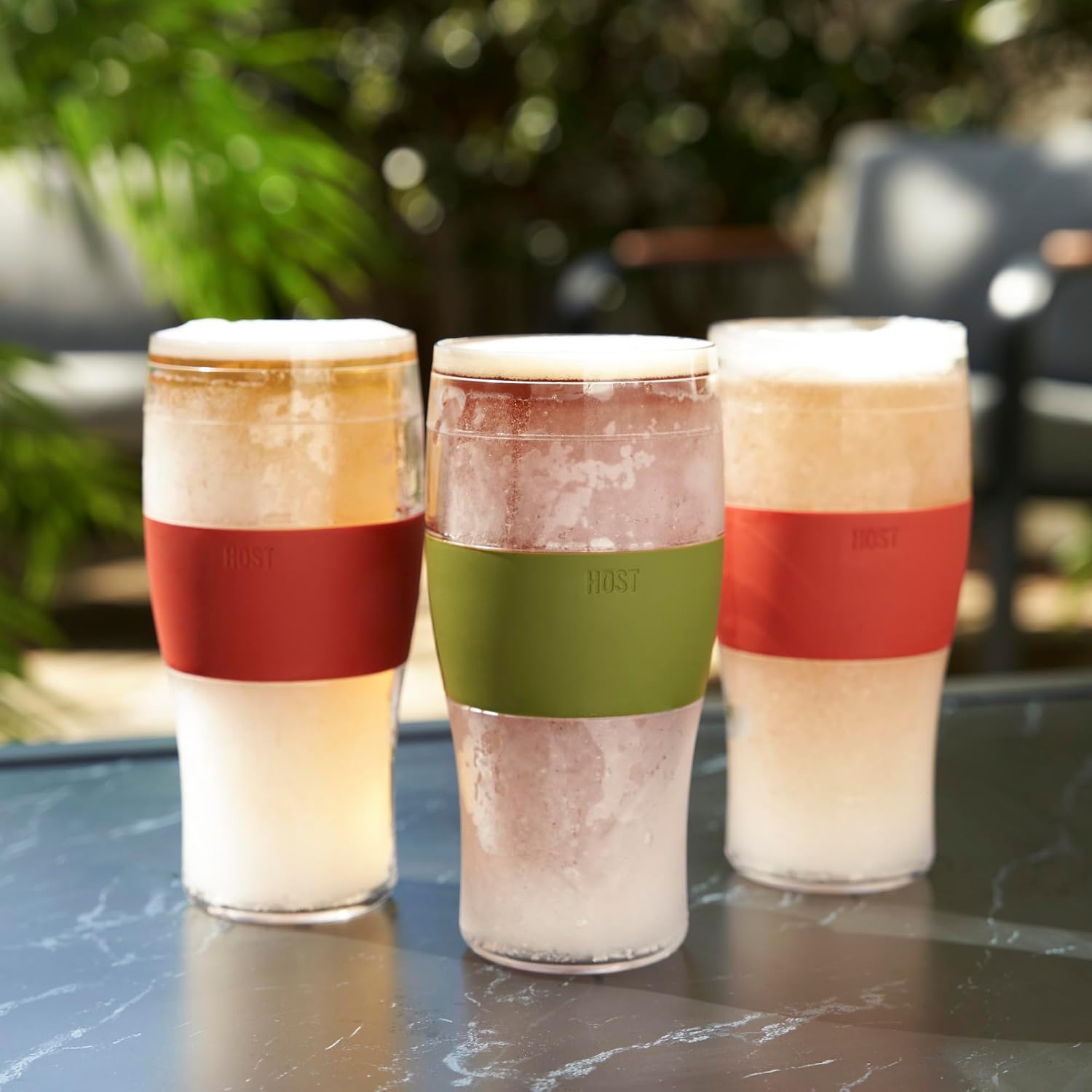 Host FREEZE Beer Glasses, Frozen Beer Mugs, Freezable Pint Glass Set, Insulated Pint Glass to Keep Your Drinks Cold, Double Walled Insulated Glasses
