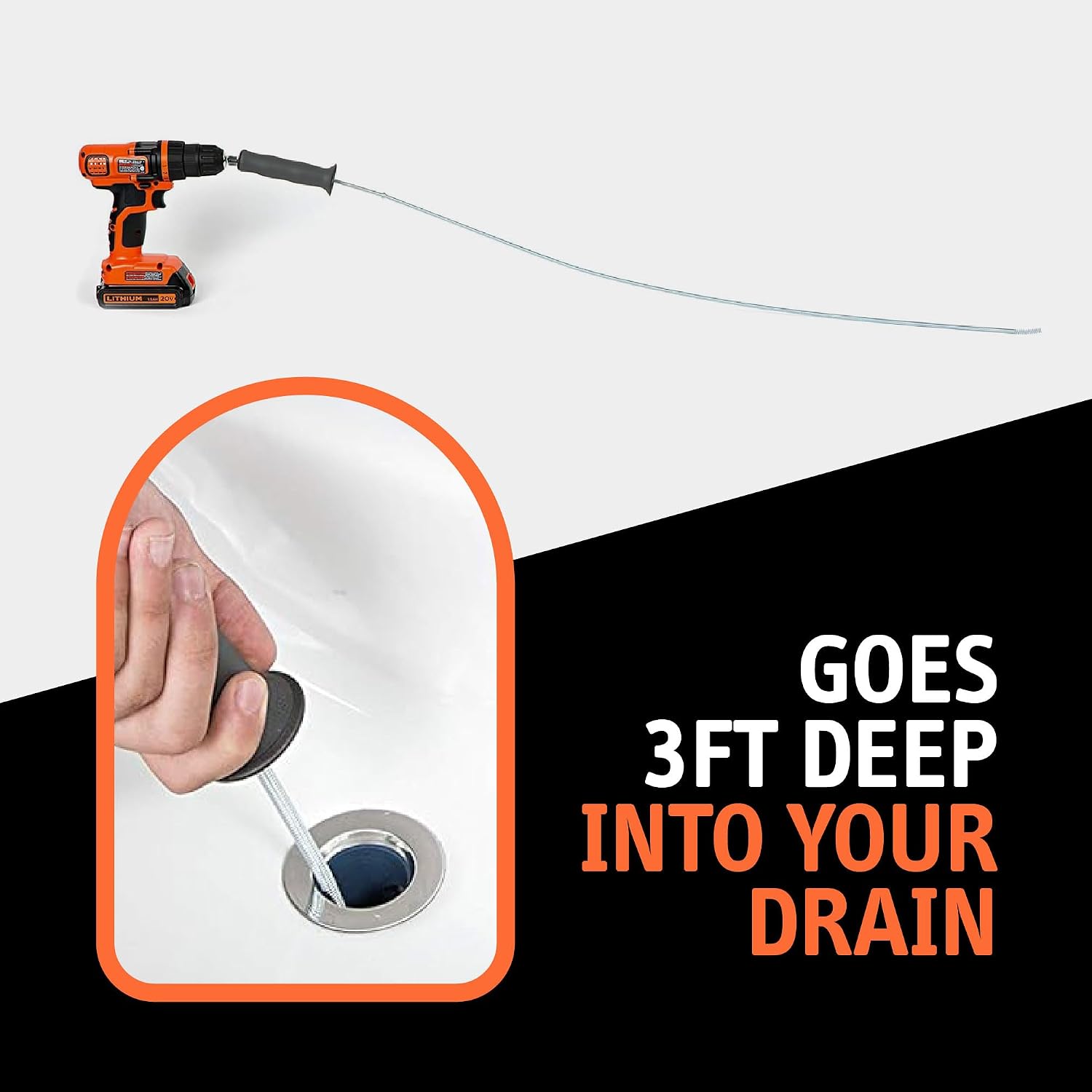 DrainShroom DSSNK070 Revolutionary Tub and Sink Snake Auger Clog Remover for Bathroom Drains, 42 Inch, Stainless