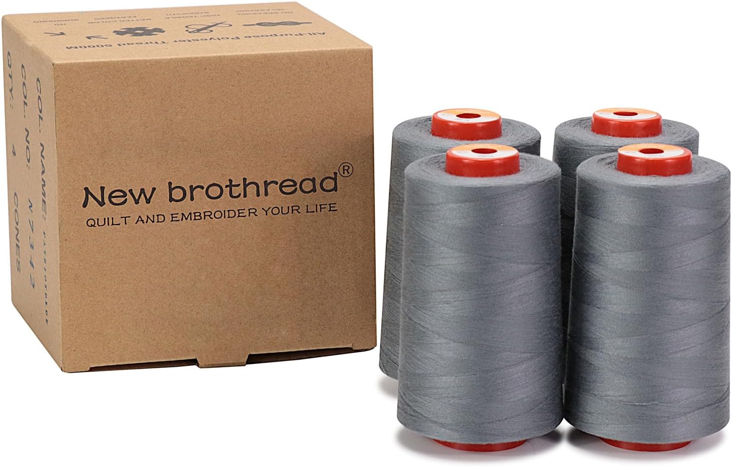 New brothread 4 Large Cones All Purpose Polyester Thread -Cream