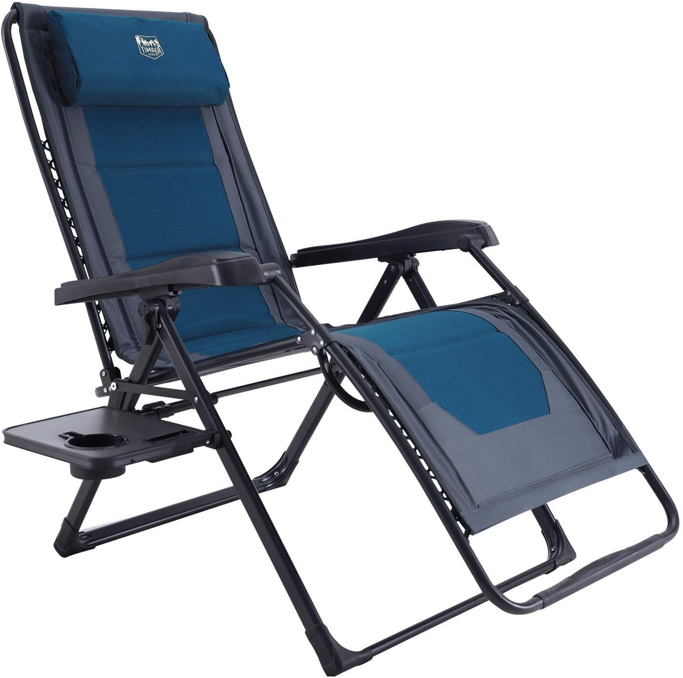 TIMBER RIDGE Zero Gravity polyester Chair Oversized Recliner 350lbs Capacity Patio Lounge Chair Padded Lawn Chair with Headrest XXL for Outdoor