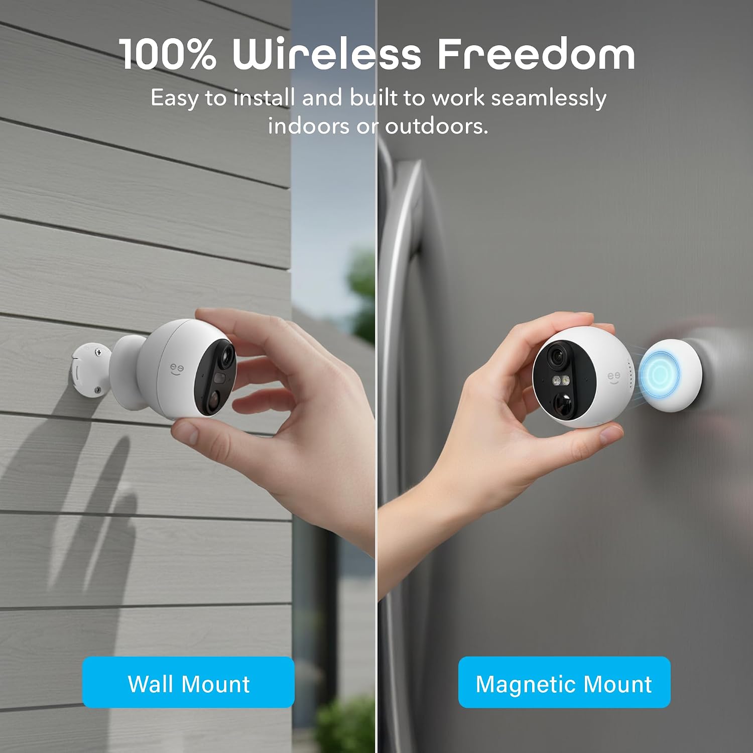 Geeni Perch 3MP Smart Magnetic Battery Camera with 3W Solar Panel – 2K HD Outdoor Wireless Security Camera with Continuous Solar Power, Color Night Vision, LED Spotlight, & IP65 Weatherproof