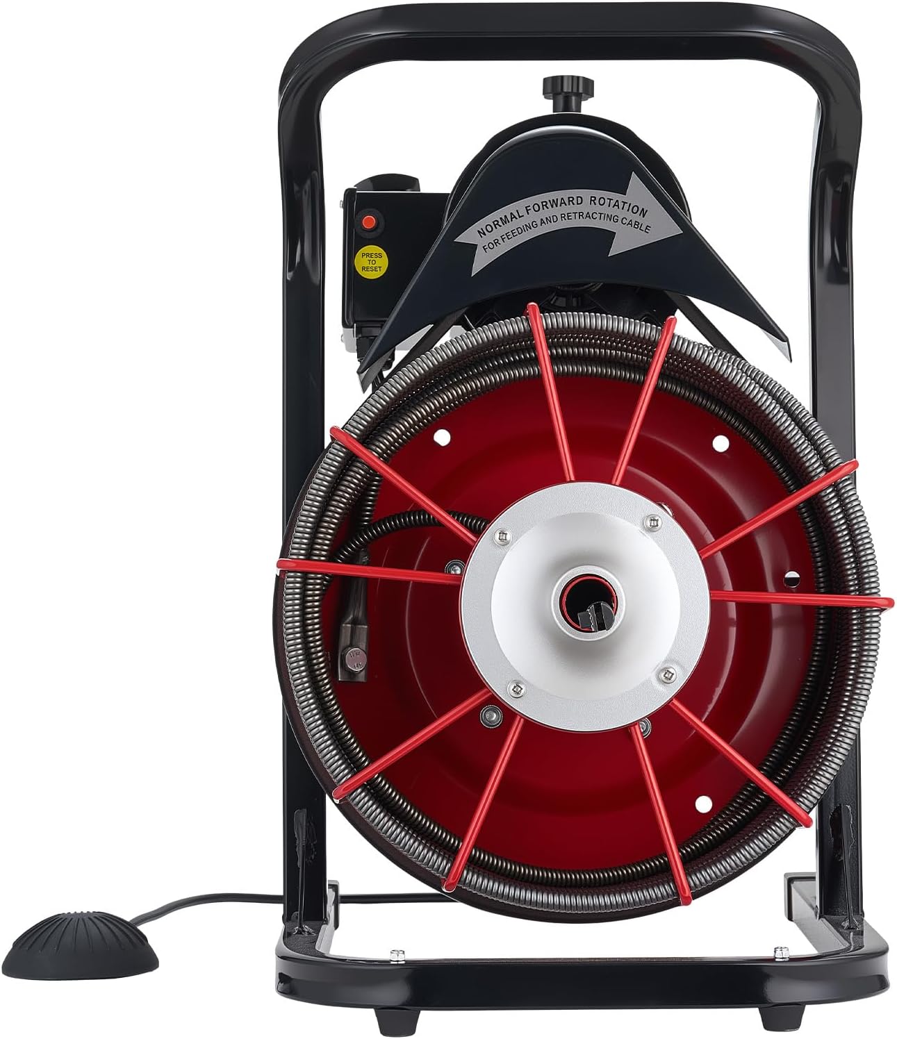 VEVOR Drain Cleaner Machine 75 FT x 3/8 Inch, Sewer Snake Auger Manual Feed with 4 Cutters & Air-activated Foot Switch for 2" to 4" Pipes