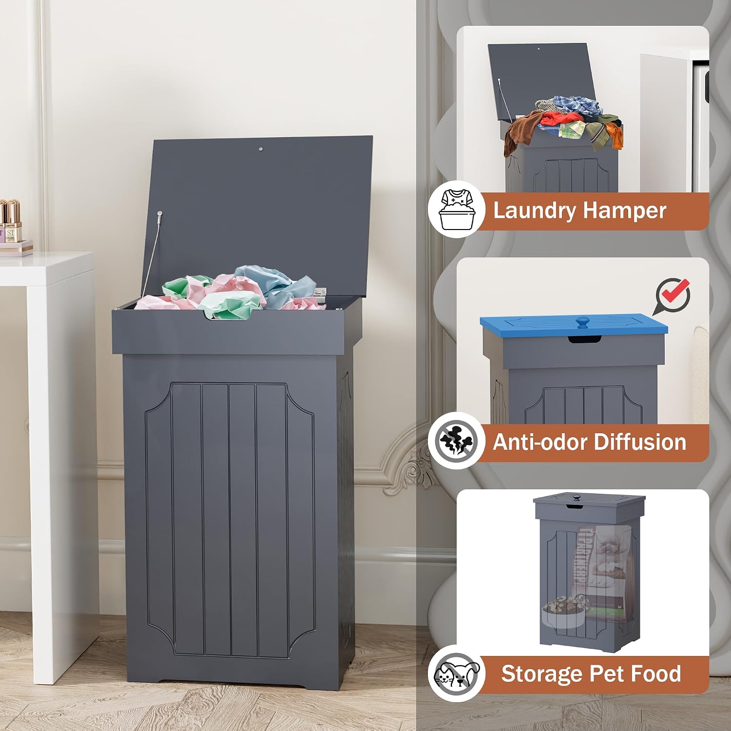 Function Home Trash Can Cabinet, 13 Gallon Kitchen Garbage Can, Wood Recycling Trash Bin, Freestanding Dog Proof Trash Can, Farmhouse Trash Cabinet with Lid for Home Kitchen Bathroom, Yellow