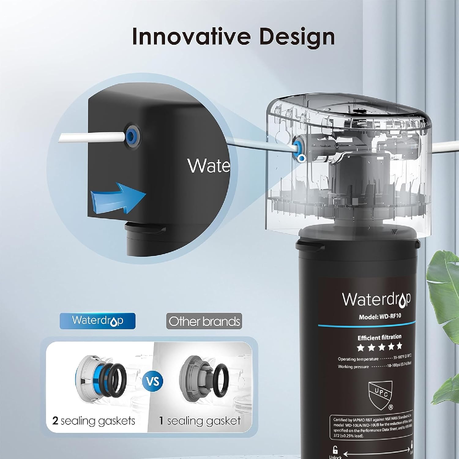 Waterdrop 10UB Under Sink Water Filter System with Dedicated Faucet