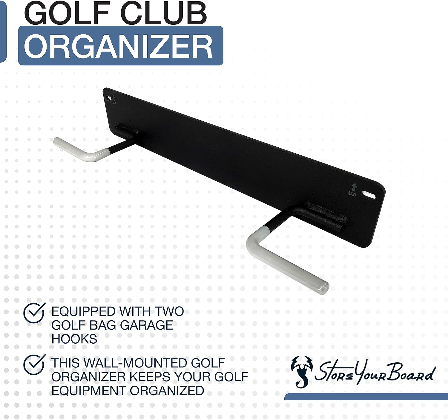 StoreYourBoard BLAT 4 Golf Bag Wall Mount | Home & Garage Storage Hooks | Golf Bag Holder | Heavy-Duty Wall Mount Organizer for Golf Bags & Accessories
