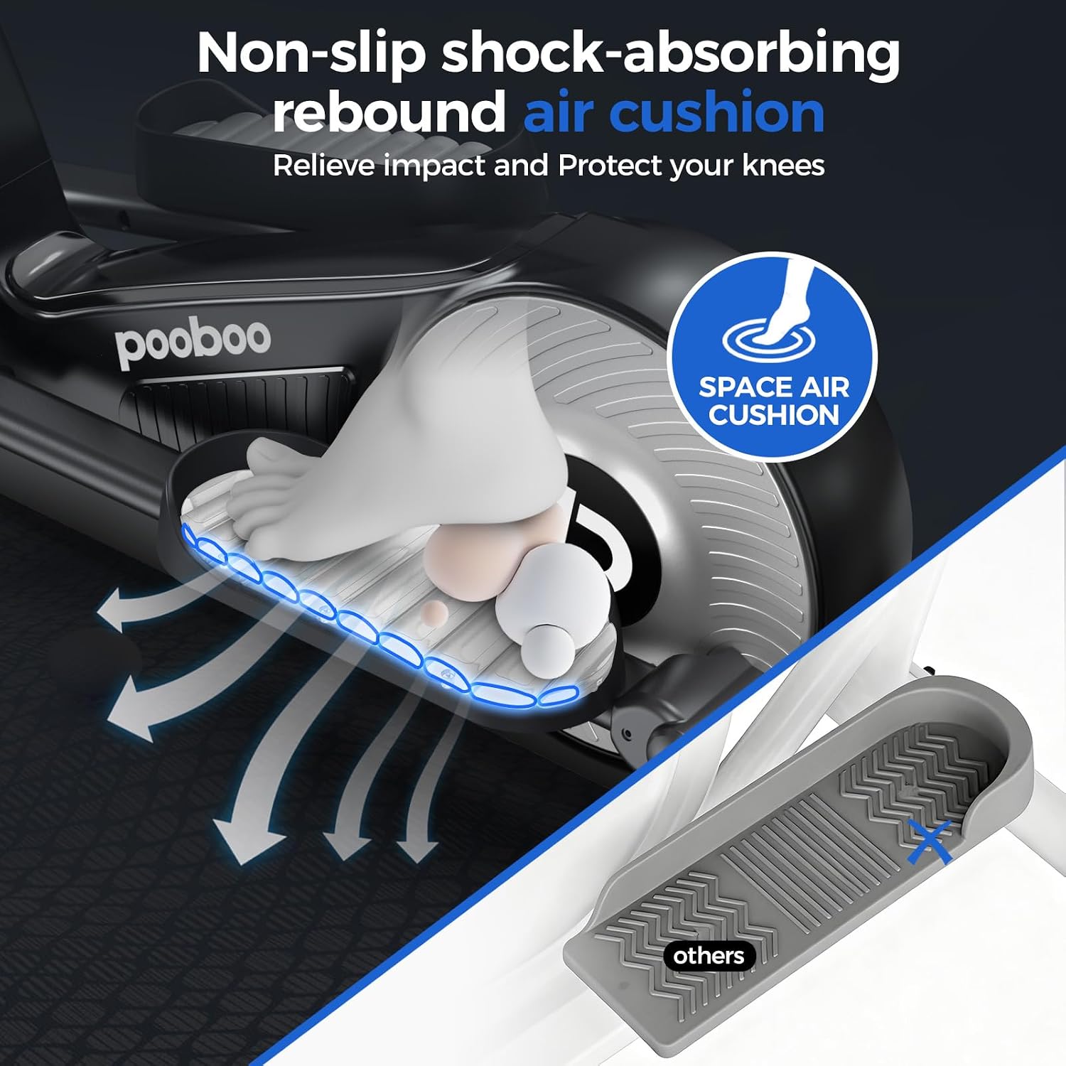 pooboo Elliptical Machine, Elliptical Exercise Machine with 16-Level Resistance&Quiet Magnetic Driving System, Elliptical Machine for Home with LCD Monitor&15.5-17IN Stride, 350LBS Weight Capacity