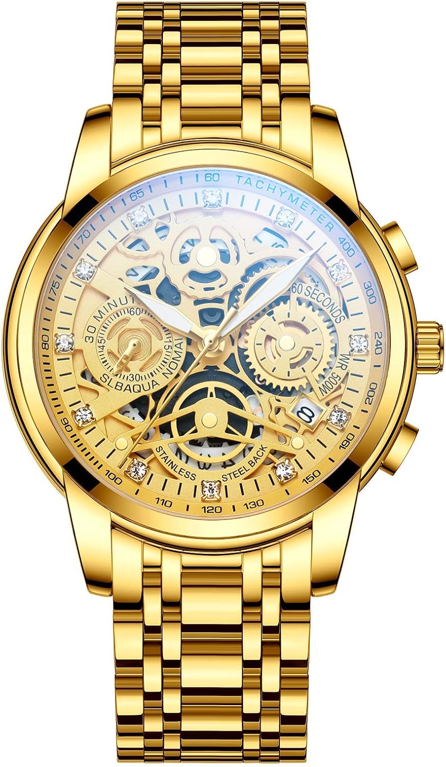 NEKTOM Watches for Men with Stainless Steel, Quartz Analog Watch with Date, Luxury Minimalist Dress Mens Watches, Chronograph Watch, 3ATM Waterproof