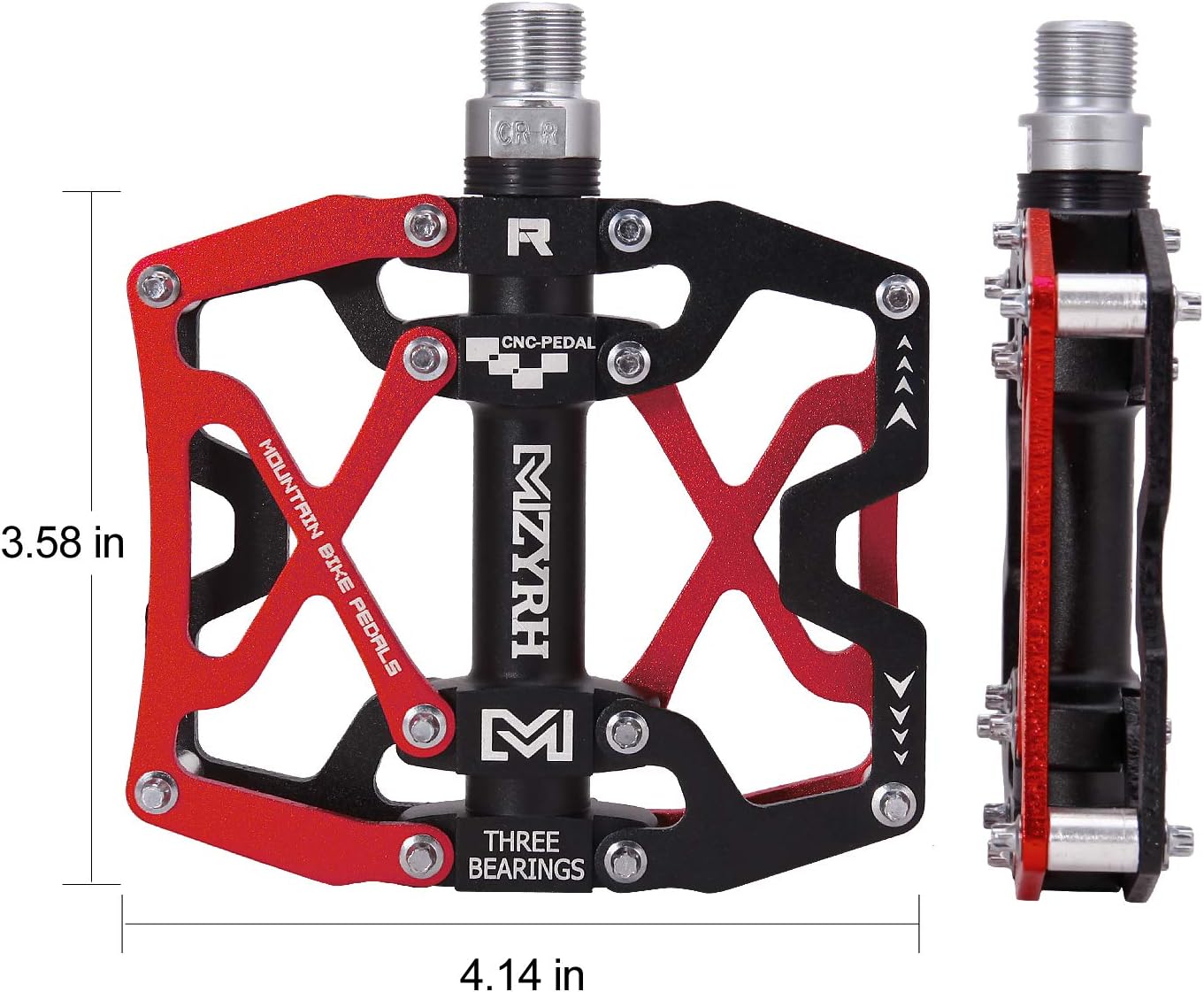 MZYRH Mountain Bike Pedals, Ultra Strong Colorful CNC Machined 9/16" Cycling Sealed 3 Bearing Pedals