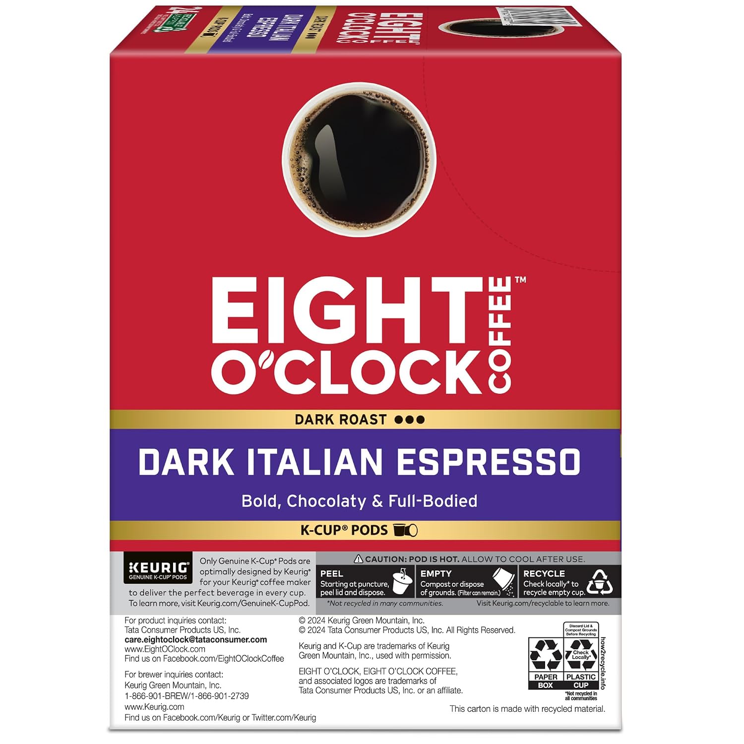 Eight O'Clock Coffee The Original, Single-Serve Keurig K-Cup Pods, Medium Roast Coffee Pods, 72 Count