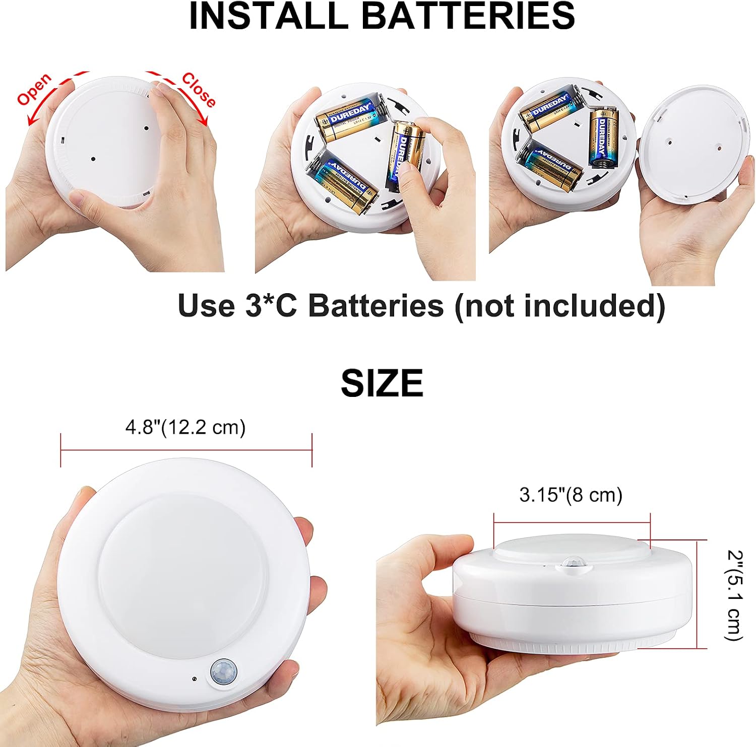 BIGMONAT Wireless Ceiling Light with Remote and Timer, Dimmable Motion Sensor Shower Light