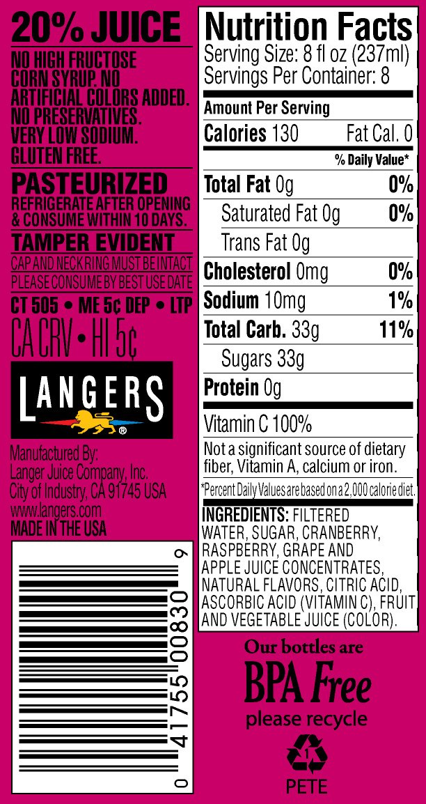 Langers Juice Cocktail, Pineapple Orange Guava, 15.2 Fl Oz (Pack of 12)
