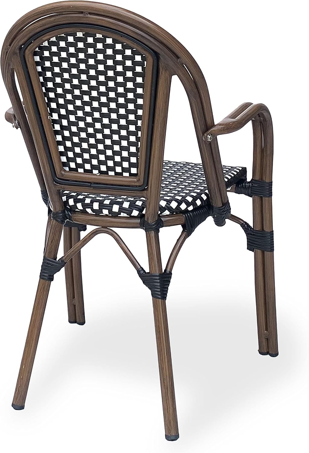 Christopher Knight Home Anastasia Outdoor French Bistro Chair (Set of 2), Black + White + Bamboo Print Finish