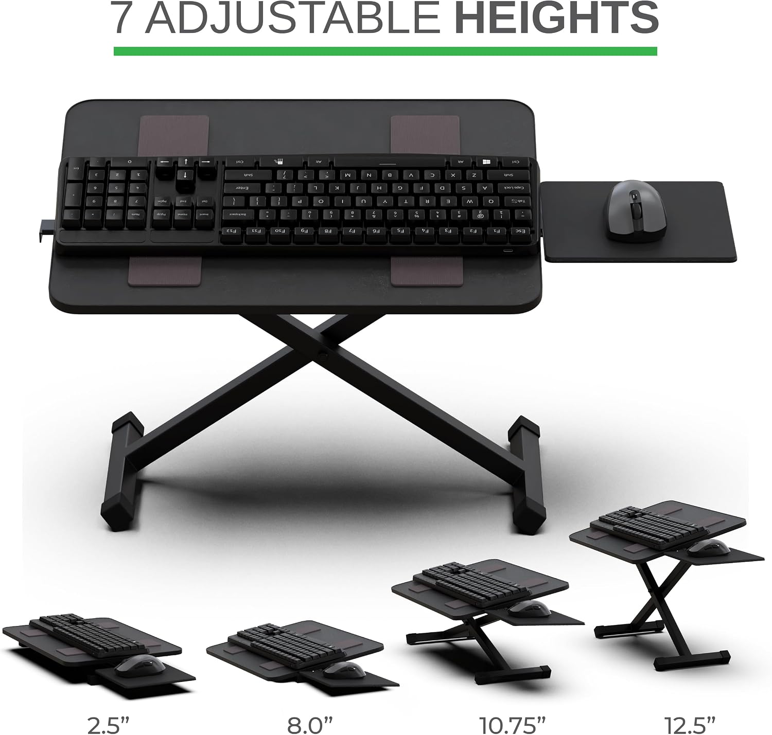 Uncaged Ergonomics KT3 Computer Keyboard Stand & Riser for Desk, Adjustable Raised Wrist Friendly Keyboard Stand Tray & Mouse Stand Lift Negative TIlt
