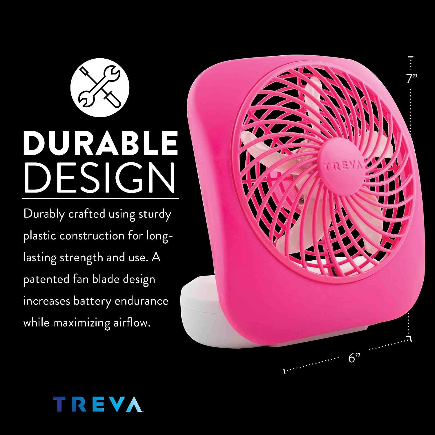 O2COOL Treva 5 in Portable Battery Powered Desk Fan 2-Speed Black | Yes