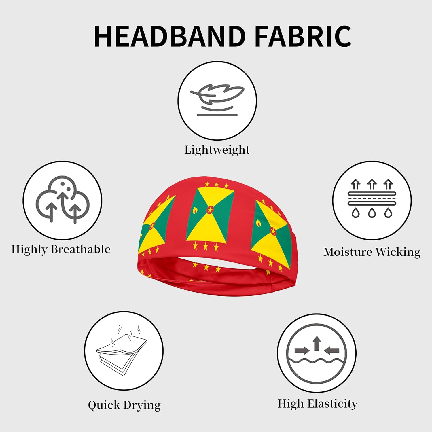 Sports Headband for Women Men,Flag Pattern Workout Head Band,Sweat Bands,Women Running Cycling Yoga Fitness,WorkoutSports Gift
