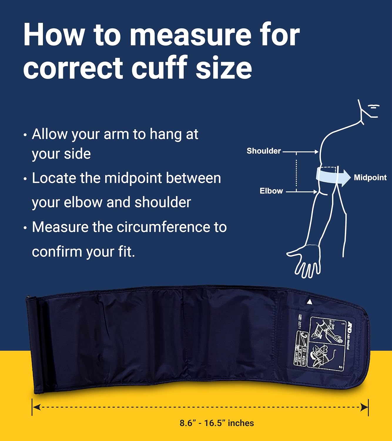 A&D Medical UA-767F Blood Pressure Monitor, 4 Users, Wide Cuff 8.6-16.5" | Wide-Range Cuff (8.6-16.5"), One Button Operation, 60 Readings Per User (4), Cuff Fit Detection Error, Includes 4 Batteries