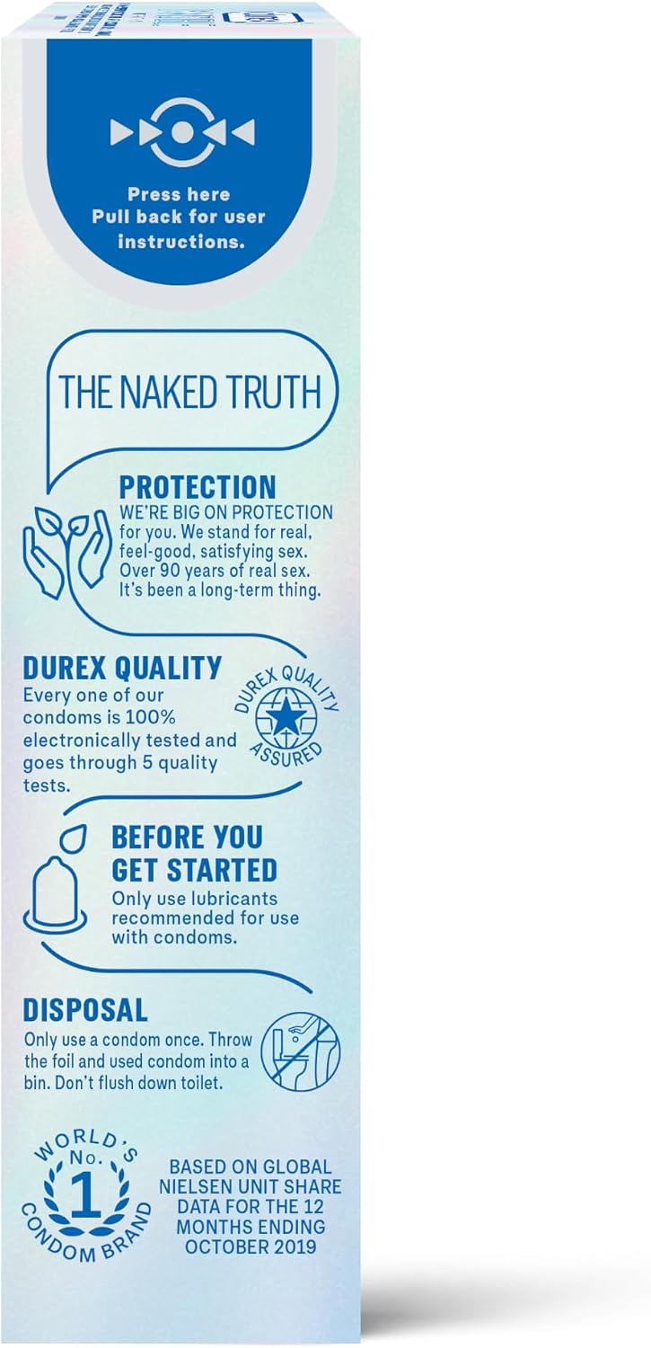 Condoms, Ultra Thin Lubricated Natural Latex, Durex Invisible Condoms, 8 Count - Ultra Sensitive, Lubricated, Transparent