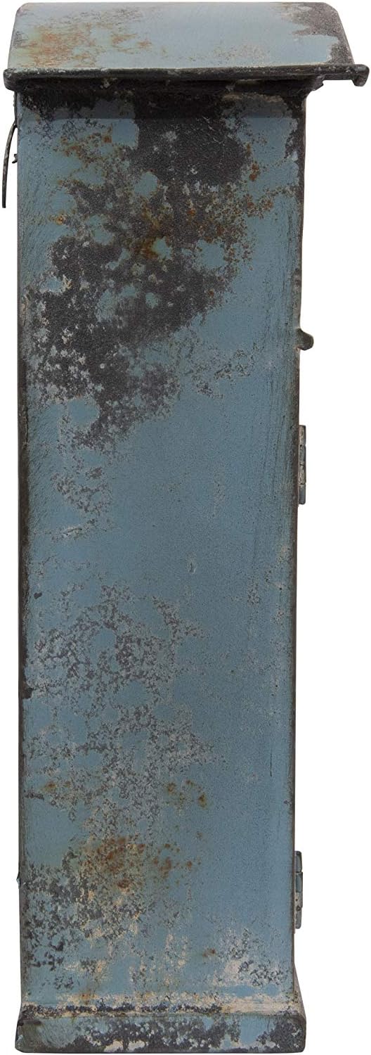 Creative Co-Op Distressed Blue Embossed Tin Mail Box