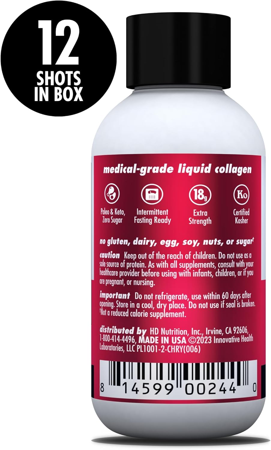 HEALTH DIRECT AminoSculpt Sugar-Free Liquid Collagen, Tart Cherry, 30 oz | High-Potency Collagen for Men & Women. Supports Hair, Skin, Nails & Joints. Medical-Grade, No Mixing, Non-GMO & Grass-Fed