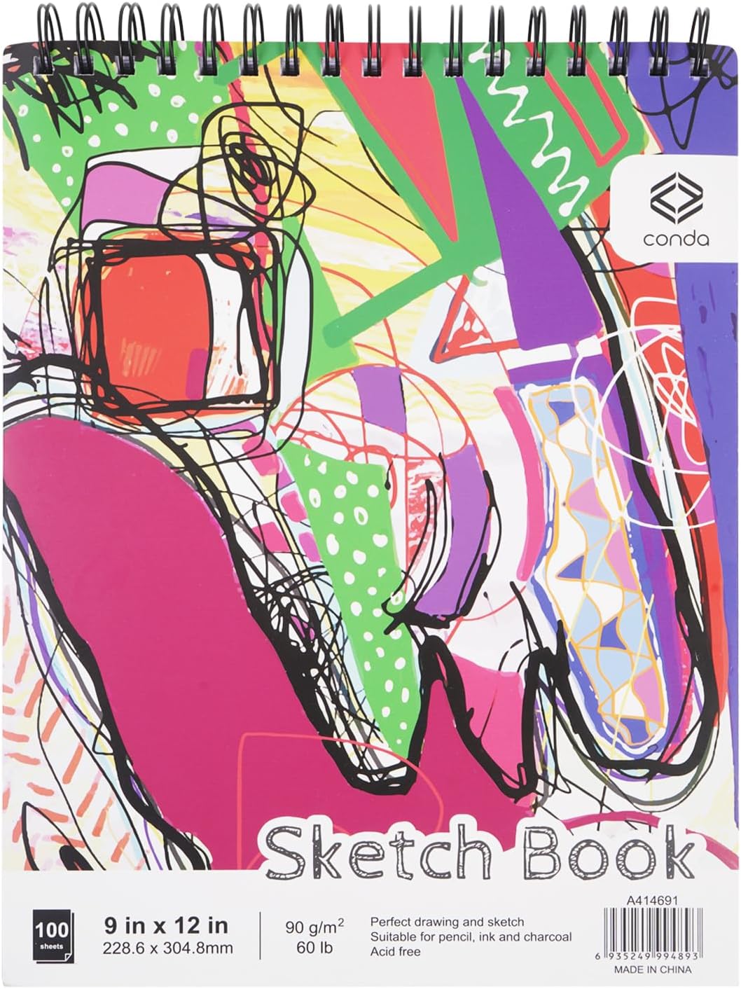conda 8.5"x11" Sketch Book, 80 Sheets (68 lb/100gsm), Spiral Bound Artist Sketch Pad, Durable Acid Free Drawing Paper for Drawing Painting