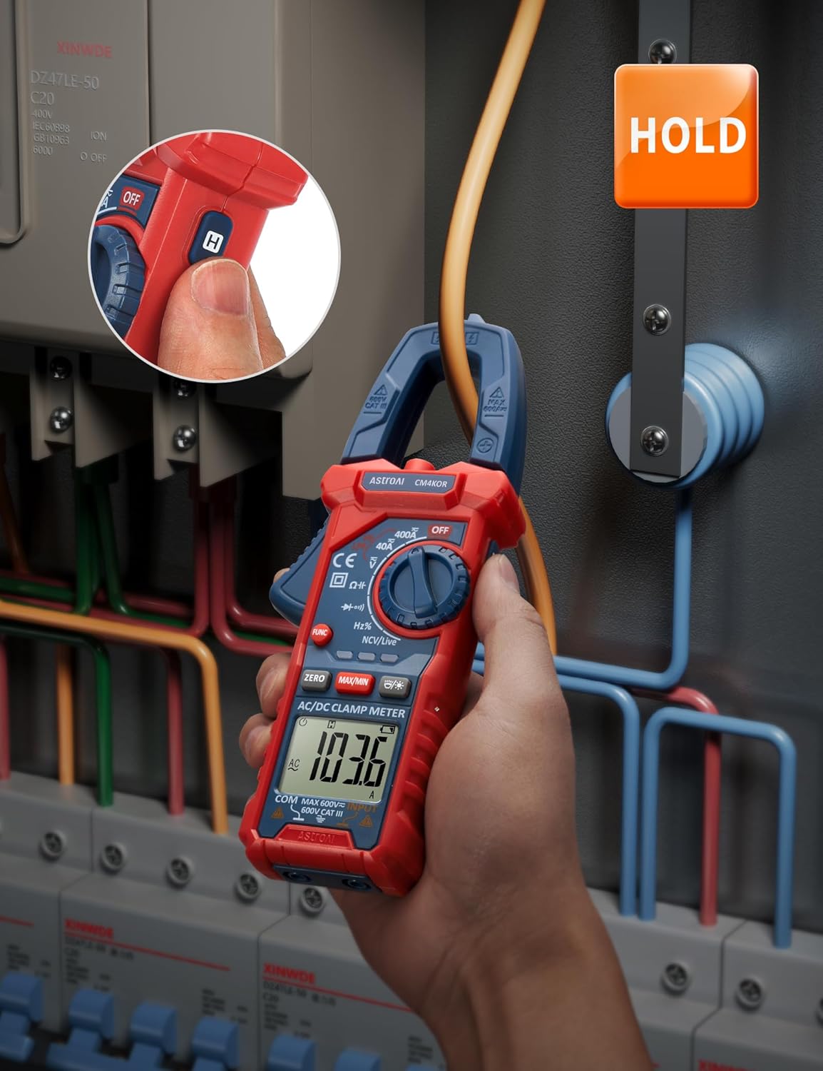 AstroAI Digital Clamp Meter Multimeter 2000 Counts Amp Voltage Tester Auto-ranging with AC/DC Voltage, AC Current, Resistance, Capacitance, Continuity