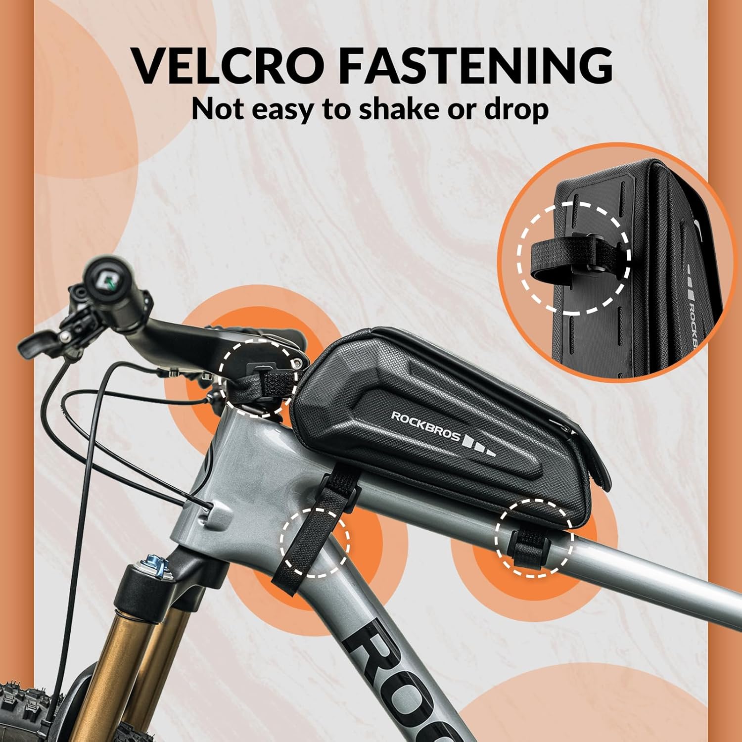 ROCKBROS Bike Phone Bag, [Oversized] EVA Waterproof Bike Top Tube Bag