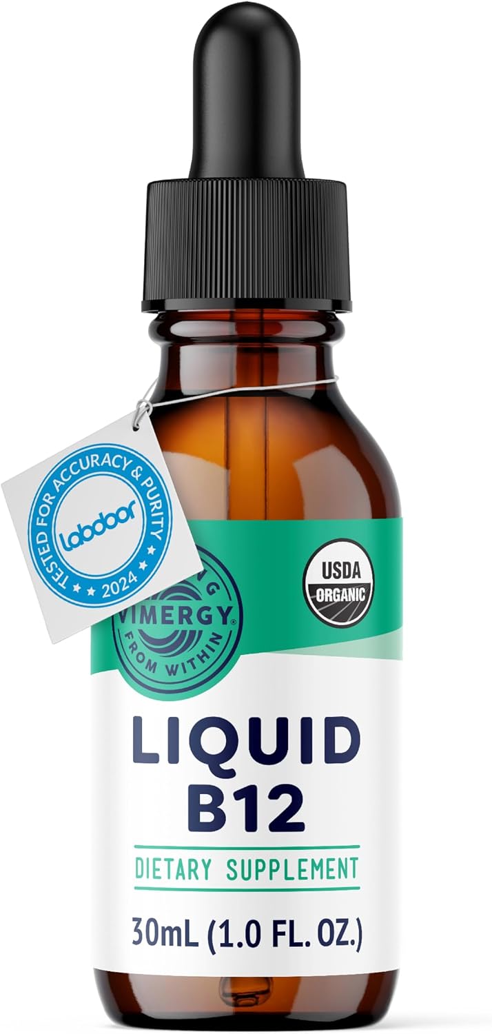 Vimergy Liquid Vitamin B12 Brain Function, 2500 mcg, Organic, 30 Servings | Brain Body Nourish*, Supports Oxygen and energy to the Brain*, Methylcobalamin & Adenosylcobalamin, Vegan, Non-GMO