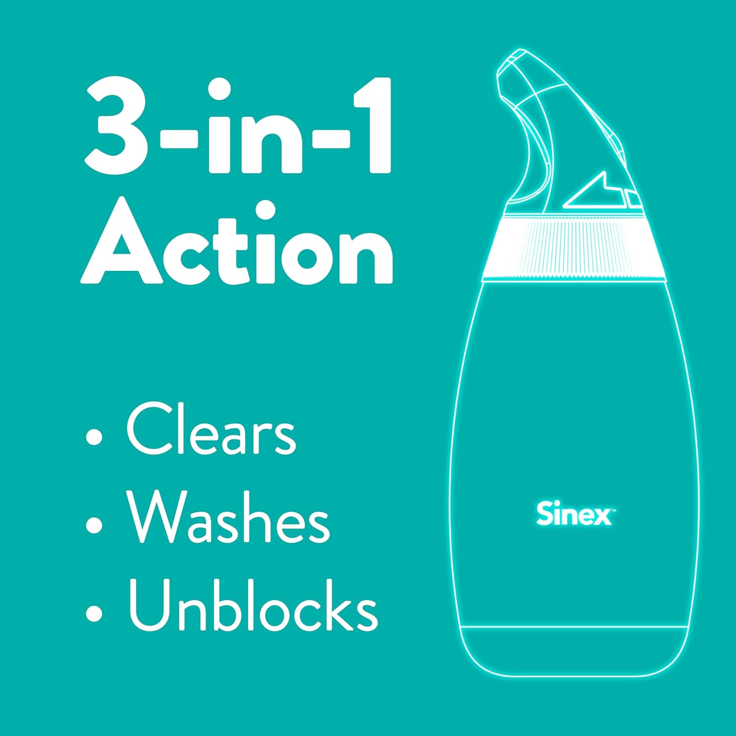 Vicks Sinex Saline Nasal Rinse Starter Kit, Drug Free Saline, Flush Out Mucus and Allergens