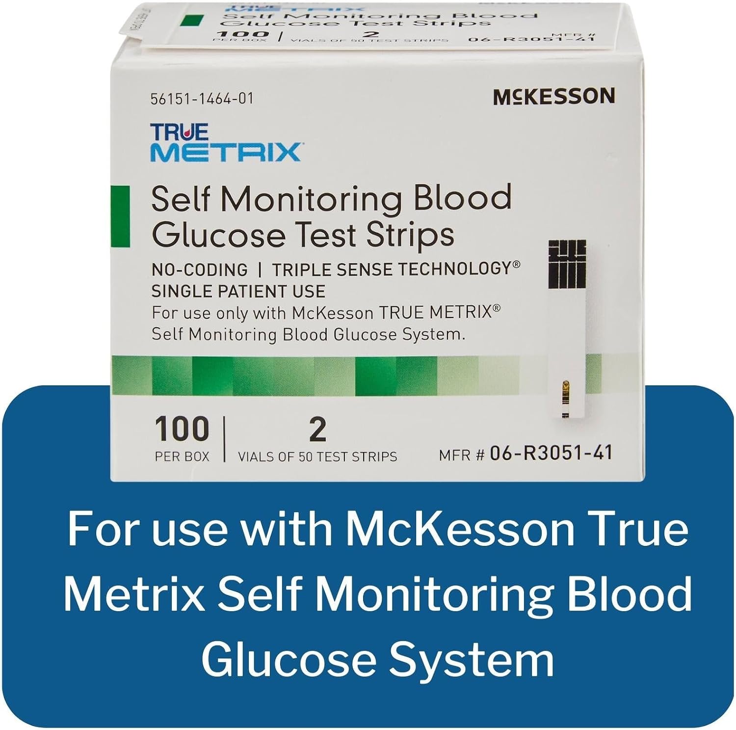 McKesson True METRIX Blood Glucose Test Strips for Diabetes, 50 Strips | Accurate Blood Sugar Monitor, Easy-to-Use with Glucose Meter, Portable, Reliable Diabetes Testing Kit